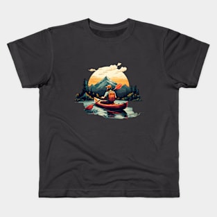 Explore kayaking down the river Kids T-Shirt